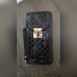 Patent Embossed Logo Crossbody with Gold Lock